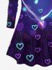 Plus Size Valentine's Day Heart Glitter 3D Print Long Sleeve T-shirt -  