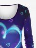 Plus Size Valentine's Day Heart Glitter 3D Print Long Sleeve T-shirt -  