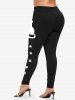 Plus Size Cat Paw Print Leggings -  