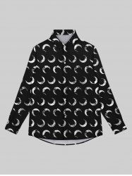 Gothic Moon Skulls Print Button Down Shirt For Men -  