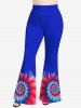 Pantalon Evasé Teinté Imprimé en Blocs de Couleurs de Grande Taille - Bleu 2X
