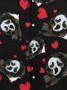 Chemise Gothique Imprimé Coeur et Fantôme Saint-Valentin à Boutons pour Homme - Noir 4XL