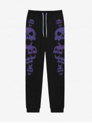 Pantalon de Jogging Gothique Crâne Imprimée avec Poches à Cordon - Noir 2XL