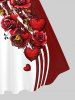 Plus Size Valentine's Day Colorblock Stripe Rose Flower Heart Print Tank Dress -  