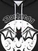 Gothic Bat Moon Star Colorblock Print Pockets Fleece Lining Drawstring Hoodie For Men -  