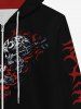 Gothic Skulls Flame Print Pockets Drawstring Zip Up Hoodie For Men -  