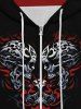 Gothic Skulls Flame Print Pockets Drawstring Zip Up Hoodie For Men -  