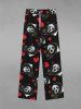 Gothic Valentine's Day Skull Ghost Heart Print Wide Leg Drawstring Sweatpants For Men -  