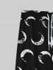 Pantalon de Survêtement Gothique Imprimé Crâne et Lune à Jambes Larges à Corde pour Homme - Noir 2XL
