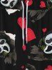 Pantalon de Survêtement avec Cordon de Serrage à Imprimé Fantôme et Cœur pour la Saint-Valentin - Noir 8XL