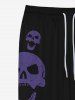 Gothic Skulls Print Pockets Drawstring Jogger Pants For Men -  
