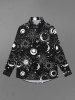 Gothic Galaxy Sun Moon Star Print Button Down Shirt For Men -  