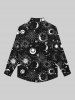 Chemise Boutonnée Gothique Etoile Lune Soleil Galaxie Imprimés pour Homme - Noir 3XL
