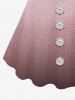 T-shirt Ombre 3D Nœud Papillon Imprimé de Grande Taille à Paillettes - Rose clair 6X