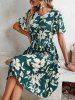 Women Summer A Line Fashion Flowers Print Dress -  