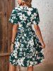 Women Summer A Line Fashion Flowers Print Dress -  