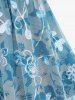 Haut Croisé Fleuri Brodé Panneau en Dentelle Chaîne de Grande Taille à Volants - Bleu M | US 10