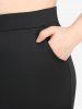 Plus Size Floral Lace Trim Pocket Patchwork Capri Leggings -  