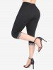 Plus Size Floral Lace Trim Pocket Patchwork Capri Leggings -  