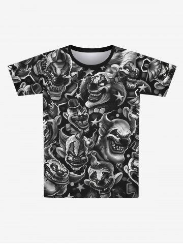 T-shirt Gothique Imprimé Clown et Étoile à Noeud Papillon pour Homme - BLACK - 5XL
