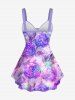 Plus Size Rose Flower Glitter Sparkling Sequin 3D Print Cinched Tank Top -  