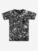 T-shirt Gothique Imprimé Clown et Étoile à Noeud Papillon pour Homme - Noir M