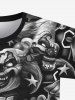 T-shirt Gothique Imprimé Clown et Étoile à Noeud Papillon pour Homme - Noir 4XL
