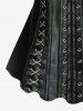 Plus Size 3D PU Lace Up O-Ring Grommet Leopard Heart Print Valentines T-shirt -  