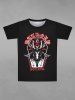 Gothic Sheep Head Star Cross Letters Print T-shirt For Men -  