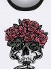 T-shirt Gothique Imprimé Rose et Crâne Saint-Valentin pour Homme - Blanc 7XL