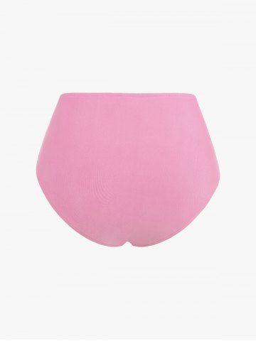 Fashion Flutter Sleeve Floral Lace Panel Tied Crossover Solid Tankini Swimsuit