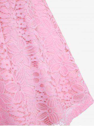 Plus Size Flutter Sleeves Cold Shoulder Floral Lace Overlay Twist Layered Solid Blouse