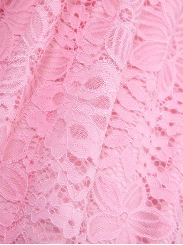 Plus Size Flutter Sleeves Cold Shoulder Floral Lace Overlay Twist Layered Solid Blouse