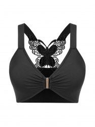 Plus Size & Curve Lace Butterfly Ruched Buckle Bra Top -  