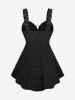Plus Size Lace Up Grommets Buckle Ruffles Hollow Out Embossed Zip Up Tank Top -  