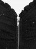 Plus Size Lace Up Grommets Buckle Ruffles Hollow Out Embossed Zip Up Tank Top -  