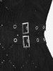 Plus Size Lace Up Grommets Buckle Ruffles Hollow Out Embossed Zip Up Tank Top -  