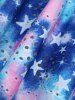 Plus Size Galaxy Tie Dye Star Print Hollow Out Cinched Lace Trim Top -  