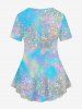 Plus Size Galaxy Tie Dye Glitter 3D Print T-shirt -  