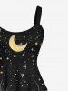 Robe Ligne A Chat Lune et Galaxie Imprimés de Grande Taille à Paillettes - Noir S