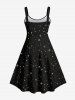 Plus Size Glitter Cat Moon Stars Galaxy Print Backless A Line Tank Dress -  