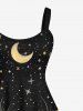 Plus Size Glitter Cat Moon Stars Galaxy Print Backless A Line Tank Dress -  