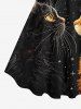 Plus Size Glitter Cat Moon Stars Galaxy Print Backless A Line Tank Dress -  