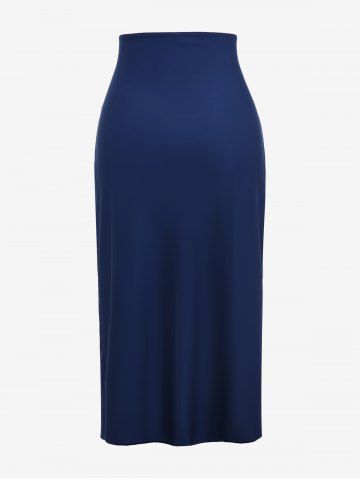 Plus Size Seahorse Starfish Shell Fishes Print Asymmetrical Ruched Twist Skirt 3 Pcs Tankini Set