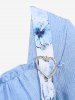 Plus Size Flowers Print Asymmetrical Grommets Lace Up Ruffles Ruched Heart Buckle Ribbed Textured 2 In 1 Top -  