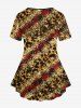 Plus Size Colorblock Leopard Glitter Sparkling Sequin 3D Print T-shirt -  
