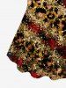 Plus Size Colorblock Leopard Glitter Sparkling Sequin 3D Print T-shirt - café 4X