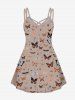 Plus Size Colorful Butterfly Print Crisscross A Line Cami Dress -  