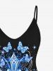 Plus Size Butterfly Cross Star Glitter 3D Print Cami Top (Adjustable Shoulder Strap) -  