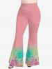 Plus Size Ombre Colorblock Paint Drop Blobs Sparkling Sequin Glitter 3D Print Flare Pants -  